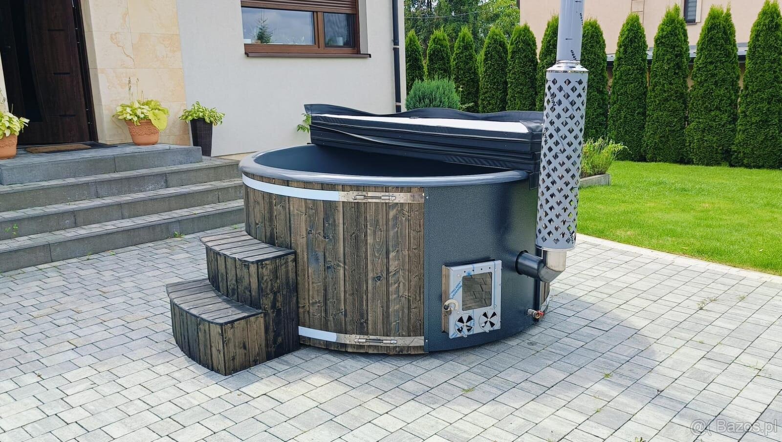 Balie ogrodowe z piecem na drewno, jacuzzi ogrodowe - 3