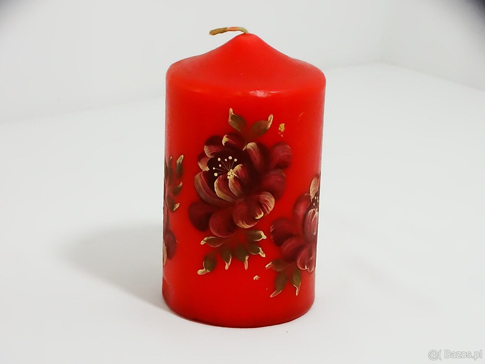 Świeca 14 cm z ręcznie malowanymi kwiatami - 3