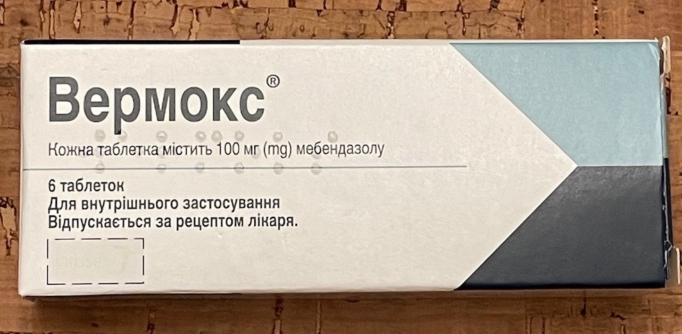 Vermox, Wermoks zawiera Mebendazol 100 mg. odrobaczanie - 3