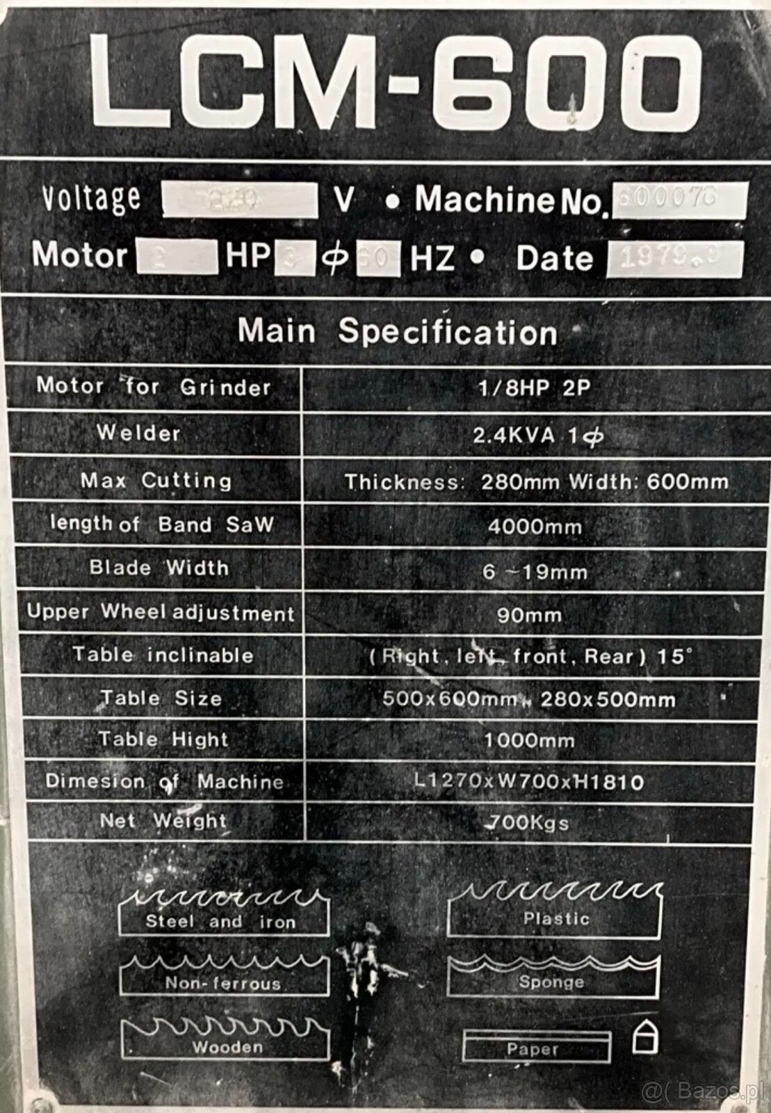 Piła taśmowa, pionowa LCM-600 ze zgrzewarką - 3