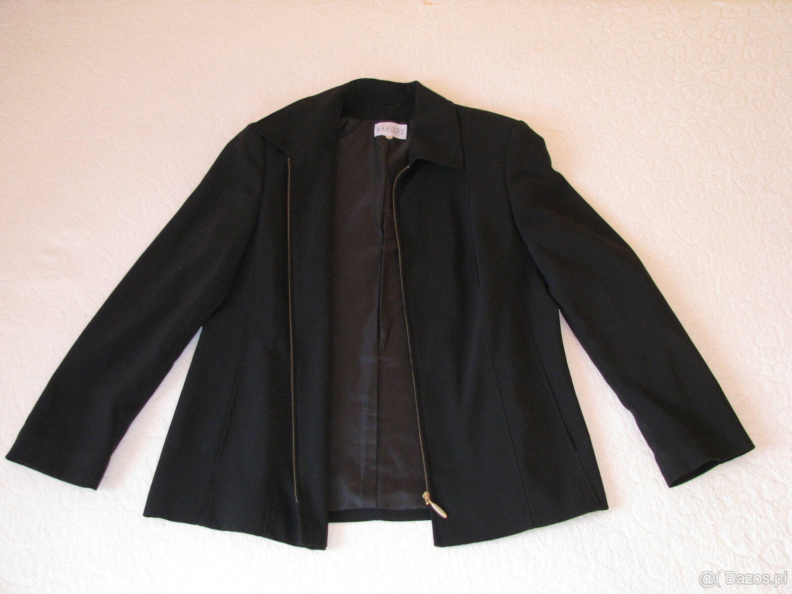 Czarny klasyczny żakiet na zamek marynarka blezer, rozm. 42 - 3