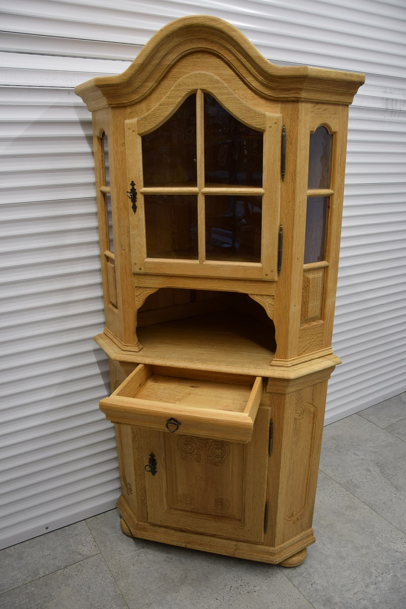 witryna narożna z drewna dębowego - jak nowa - 3