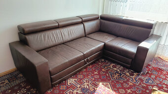 Sofa narożna wypoczynkowa brąz ekoskóra - 3