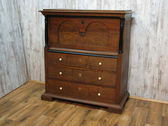 Stary sekretarzyk dębowy biedermeier oryginał - 3