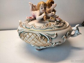 Szkatuła -włoska porcelana Putto - bomboniera - 3