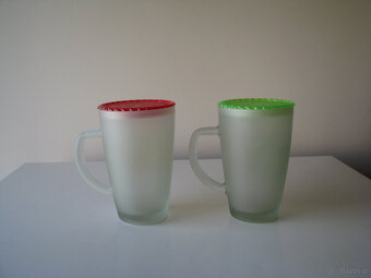 Zakochane szklanki, kubki ze szronionego szkła z pokrywką - 3