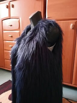 Granatowa kamizelka damska futrzana ciepła zimowa - 3