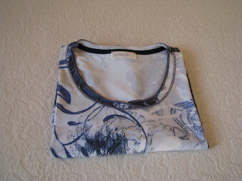 Bluzka z rękawem 3/4, rozm. L, niebiesko-biała z cyrkoniami, - 3