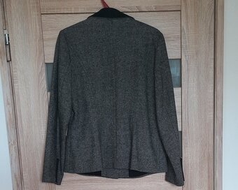 Marynarka-żakiet damska, rozm. 40, szara, czarne klapy - 3