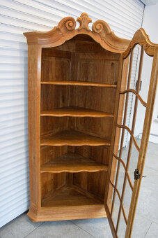 witryna narożna z drewna dębowego - jak nowa - 3