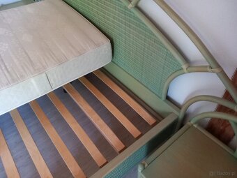 łóżko 2-osobowe rattanowe (akwamaryny wenecka)+ sofa kwiatow - 3