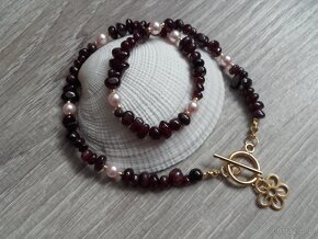 Naszyjnik granaty perły swarovski - 3