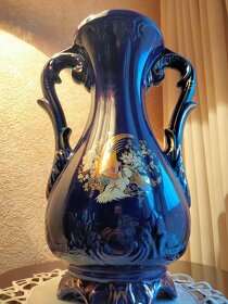 Wielki wazon Kobalt-porcelana włoska sygnowany Rajski ptak-z - 3