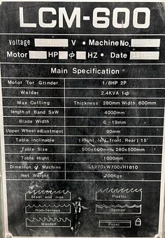 Piła taśmowa, pionowa LCM-600 ze zgrzewarką - 3