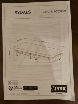 Łóżko składane JYSK SYDALS 80x200 z materacem, jak nowe - 3