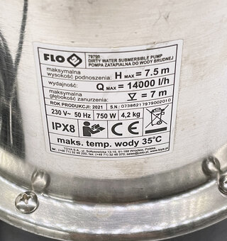 Pompa zanurzeniowa FLO do wody brudnej 750 W 14000L/h - 3