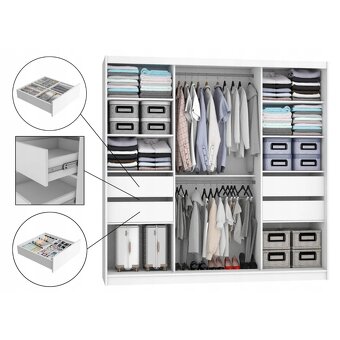 Szafa przesuwna z lustrem SZUFLADY 200cm - 3