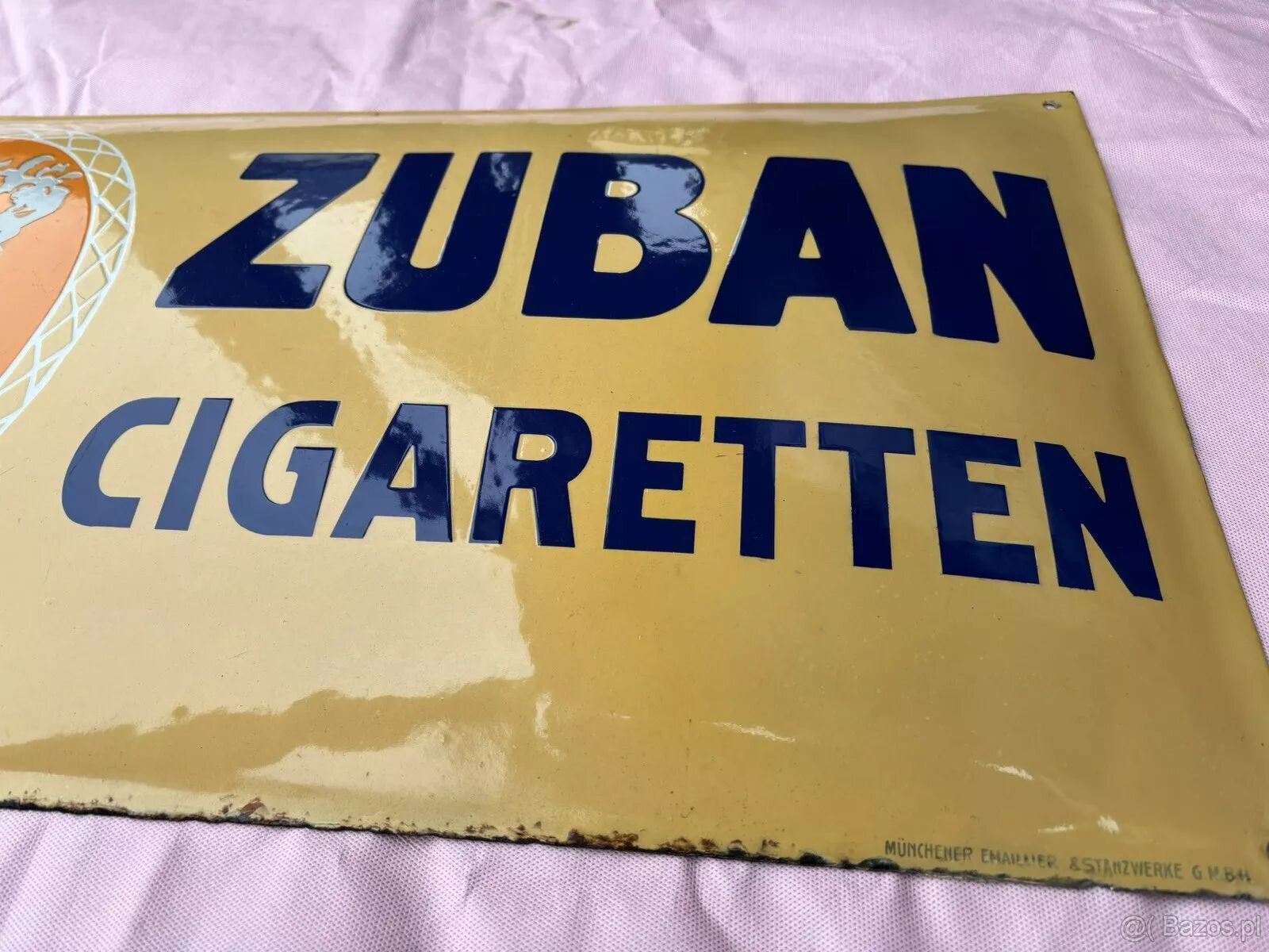 Szyld emaliowany, oryginał ZUBAN CIGARETTES, format poziomy - 4