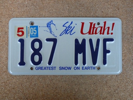 Tablica rejestracyjny USA, oryginał 4x Utah - 4