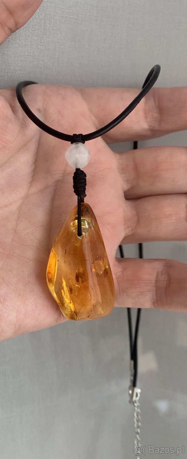Wisiorek bursztyn naturalny bałtycki ręcznie robiony 40 mm r - 4