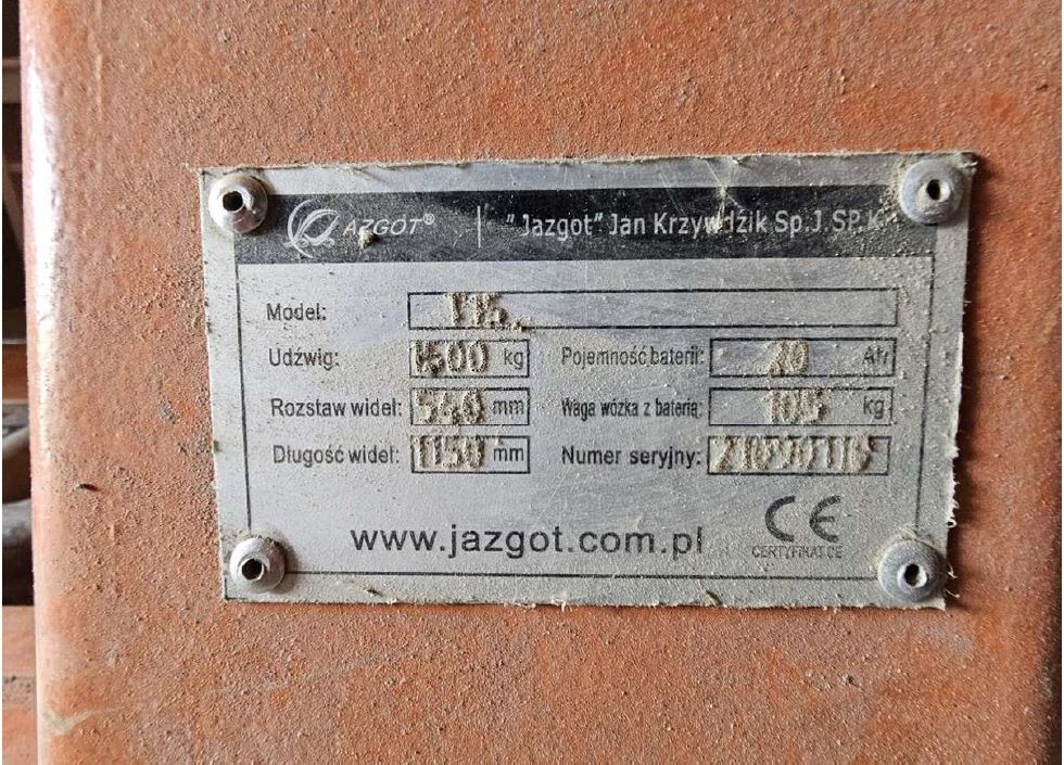 Syndyk sprzeda elektryczny wózek paletowy JAZGOT T15 - 4