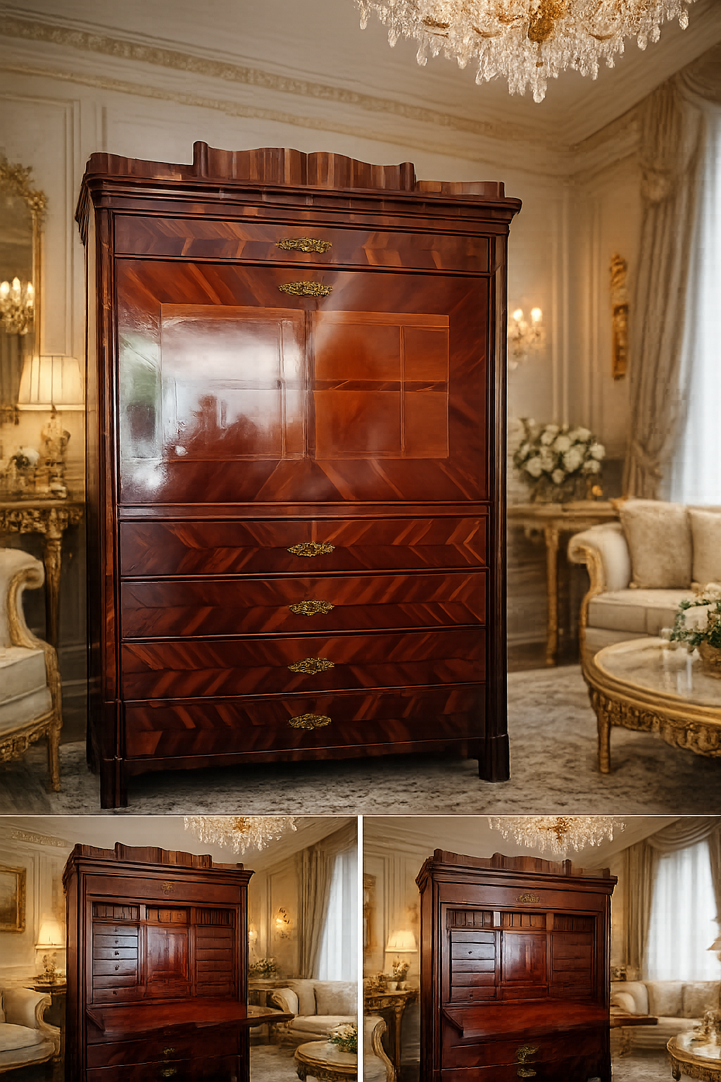 Oryginalna sekretera Biedermeier - 4