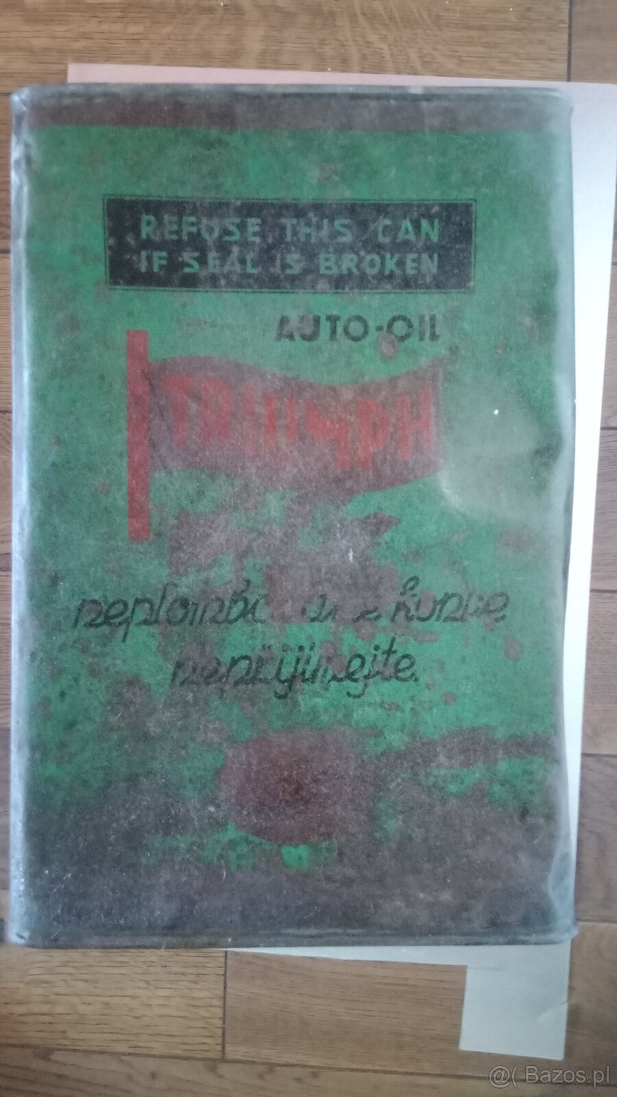 Unikátní 5-galonová plechovka TRIUMPH MOTOR OIL (30. léta, Č - 4