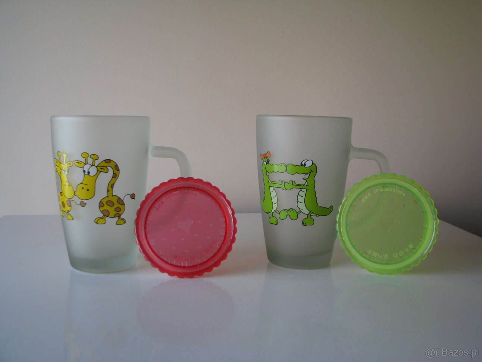 Zakochane szklanki, kubki ze szronionego szkła z pokrywką - 4