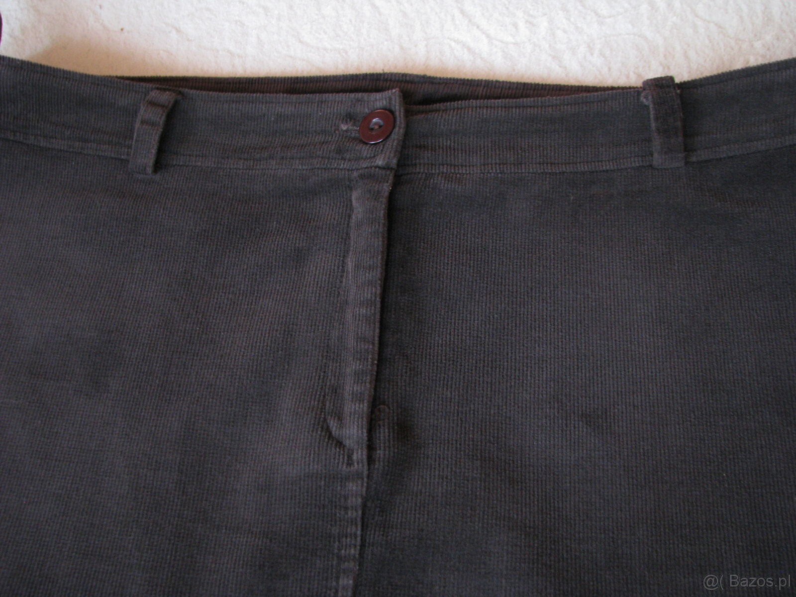 Sztruksowa spódnica z kloszem, kloszowana, brąz, rozm. 44 - 4