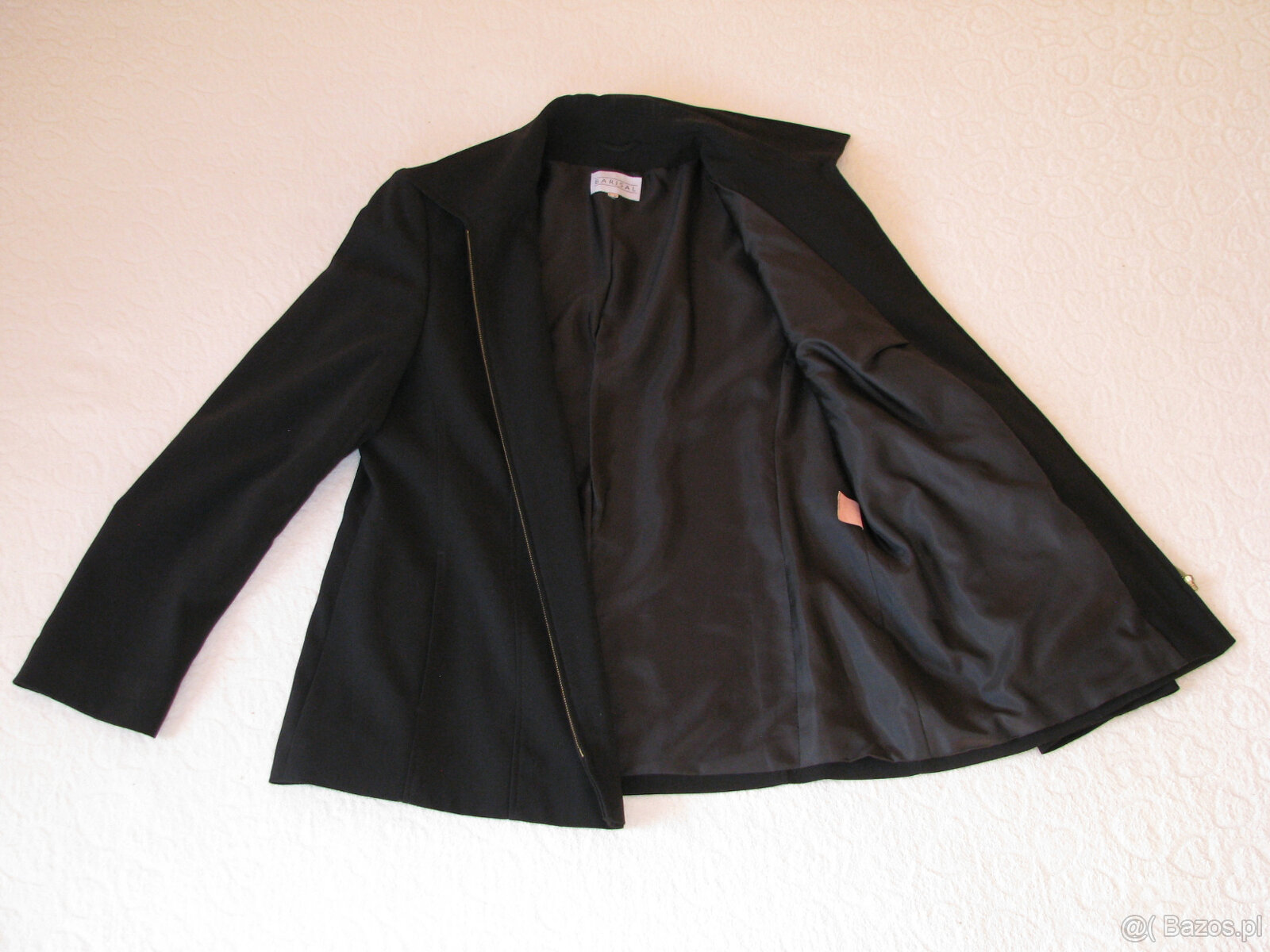 Czarny klasyczny żakiet na zamek marynarka blezer, rozm. 42 - 4
