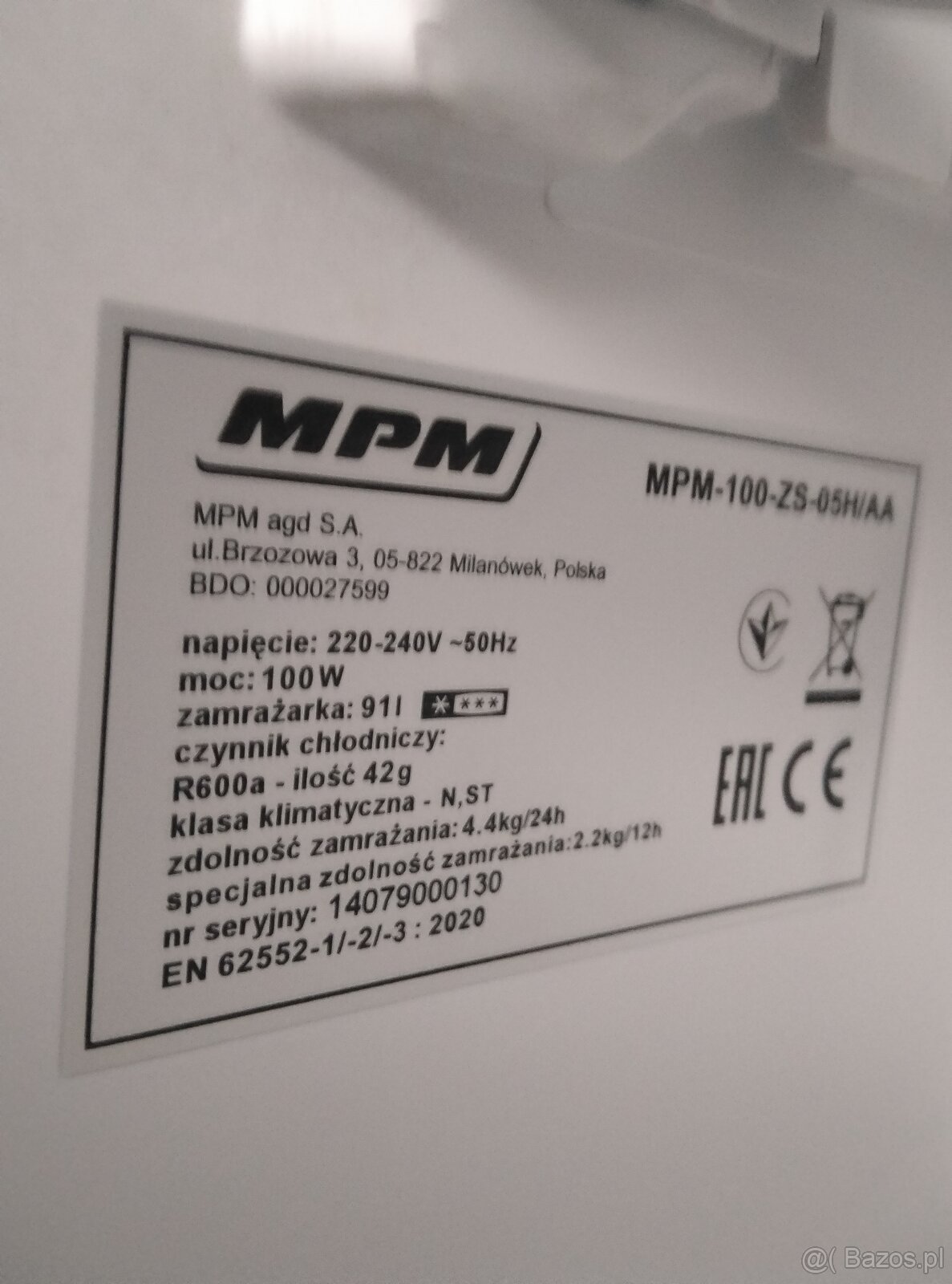 Sprzedam zamrażarkę MPM 100 ZS - 4