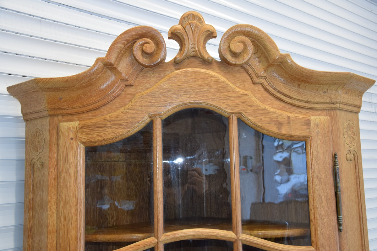 witryna narożna z drewna dębowego - jak nowa - 4