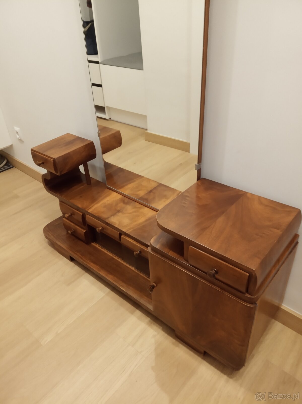 Drewniana toaletka z lustrem w stylu Art Deco - 4