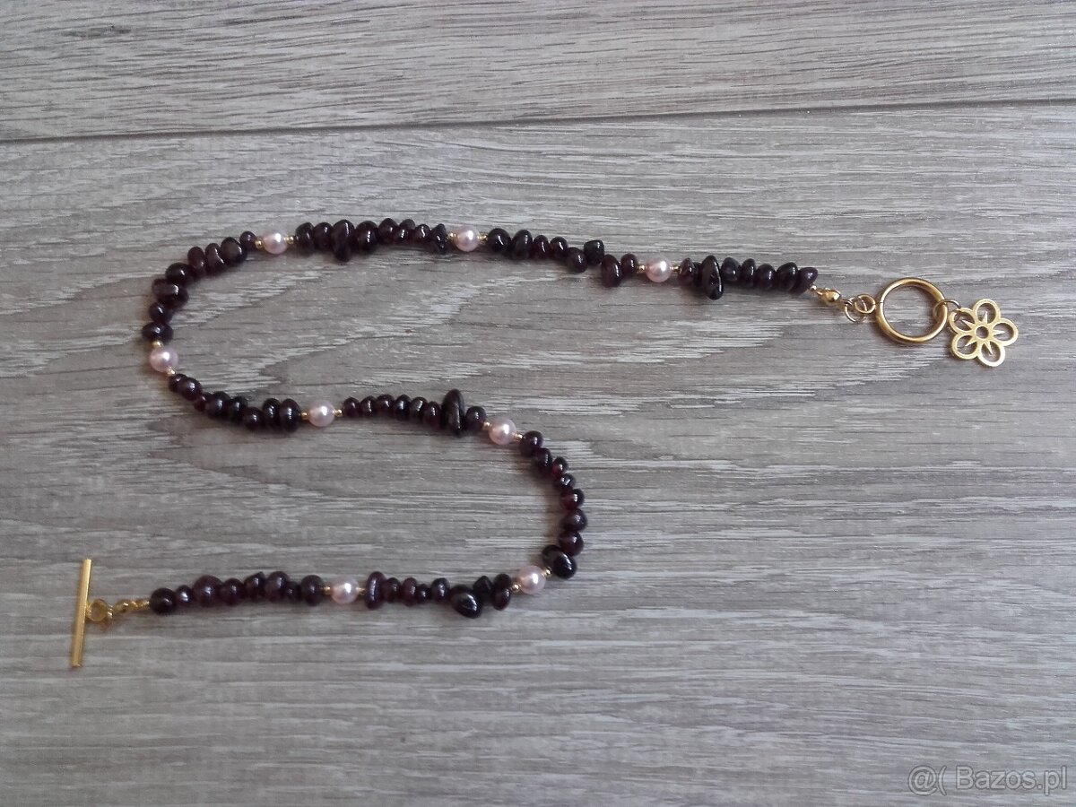 Naszyjnik granaty perły swarovski - 4