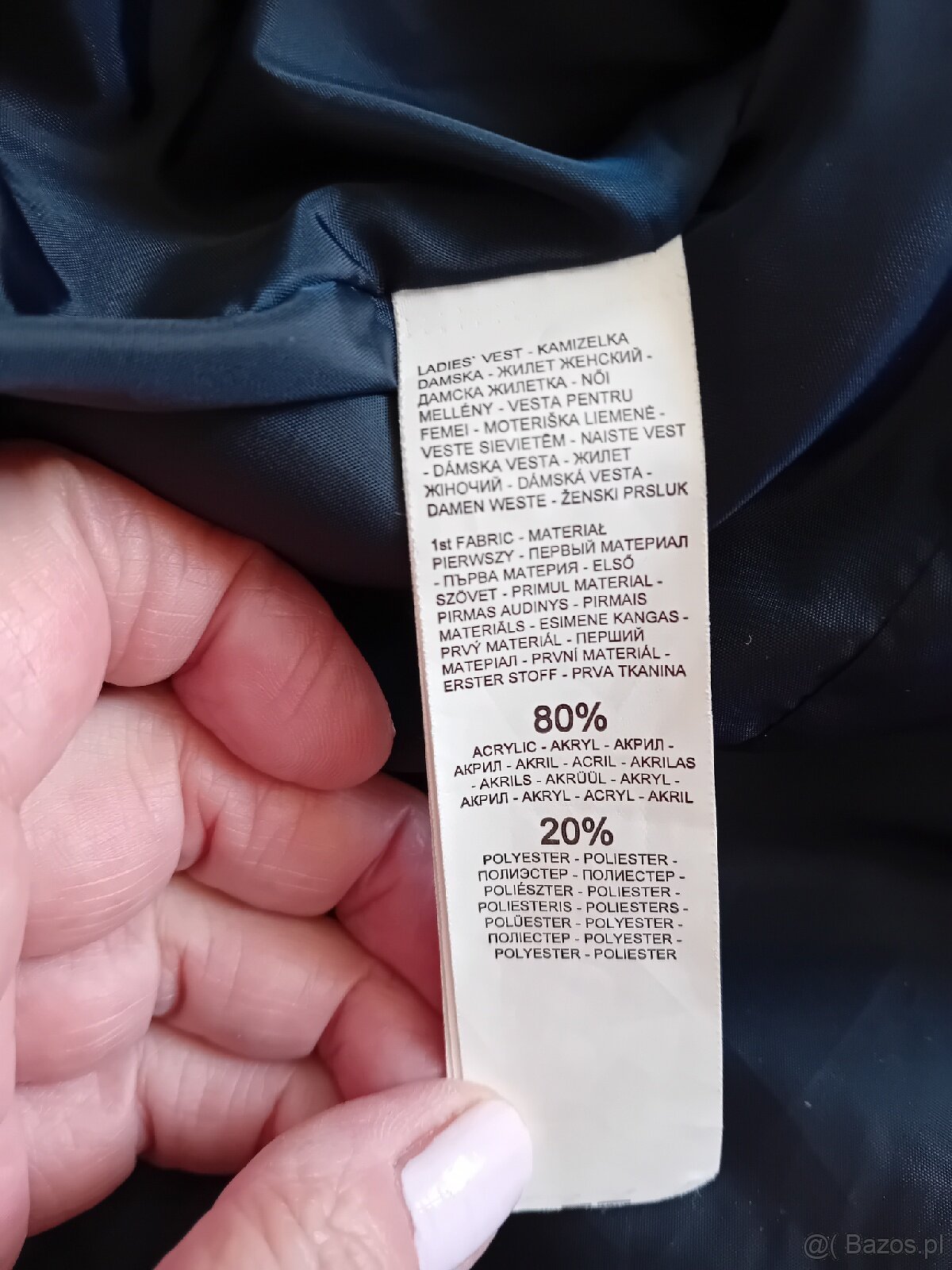 Granatowa kamizelka damska futrzana ciepła zimowa - 4