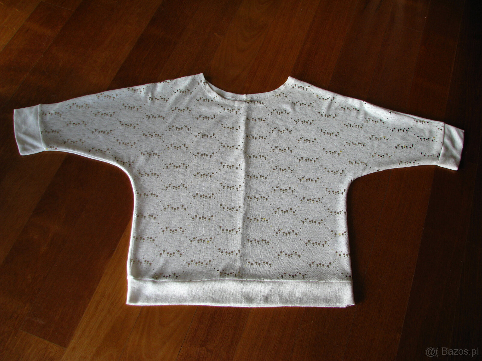 Luźny, biały sweterek, bluzka z cekinkami, L / XL - 4