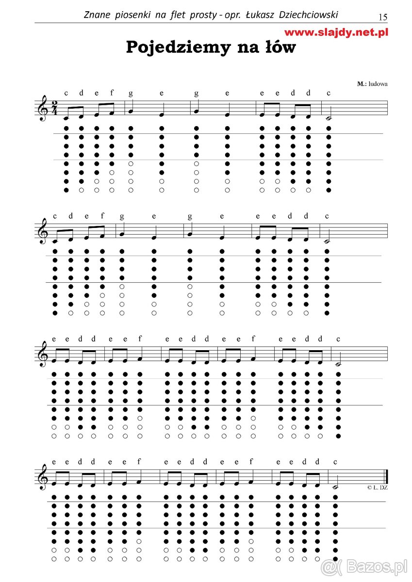 Znane piosenki na flet prosty - nuty, tabulatura, 26 mp3 - 4
