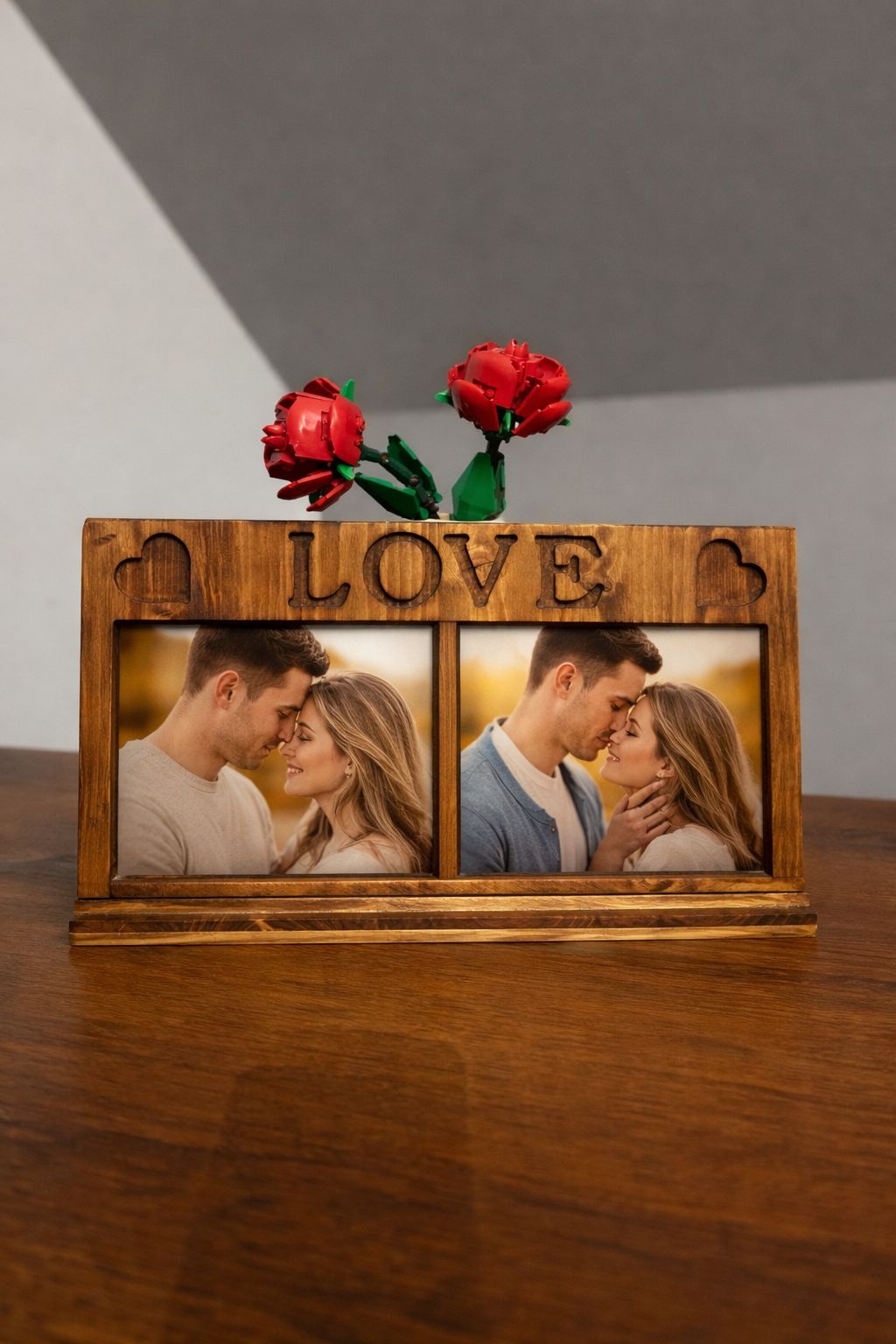 Prezent Walentynkowy dla Niej i Niego – Drewniana Ramka Hand - 4