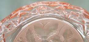 Miska owocarka szklana w odcieniach różu wzory owoców PRL - 4