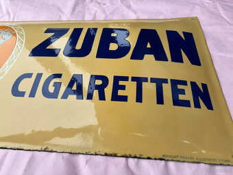 Szyld emaliowany, oryginał ZUBAN CIGARETTES, format poziomy - 4