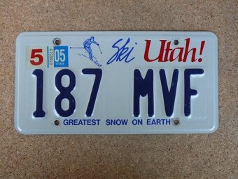 Tablica rejestracyjny USA, oryginał 4x Utah - 4