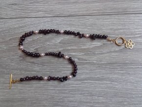 Naszyjnik granaty perły swarovski - 4