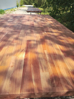 Stół z baletm drewnianym, bukowym, nierdzewny, - 4