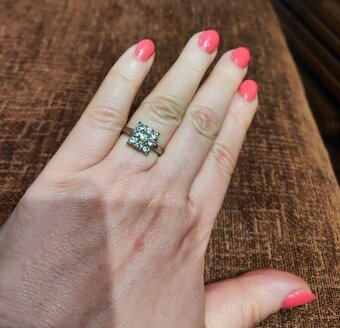 Pierścionek białe kryształki - 4