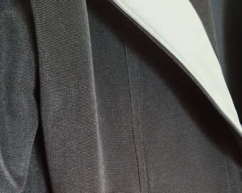 Marynarka, żakiet, czarny, jednostronna biała klapa - super - 4