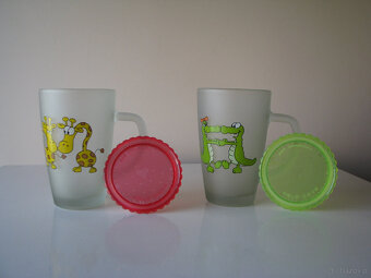 Zakochane szklanki, kubki ze szronionego szkła z pokrywką - 4