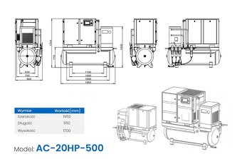 Sprężarka śrubowa Weni 20HP 16bar - 4