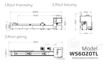 Wycinarka Laserowa Fiber CNC do rur profili Weni 6020TL 6kW - 4