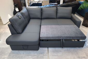 Narożnik Moder -20% skóra 100%, pojemnik + spanie - 4