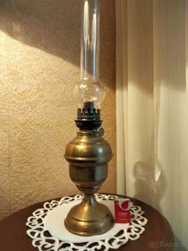 Stara lampa naftowa,olejowa 100% sprawna mosiądz kompletna. - 4